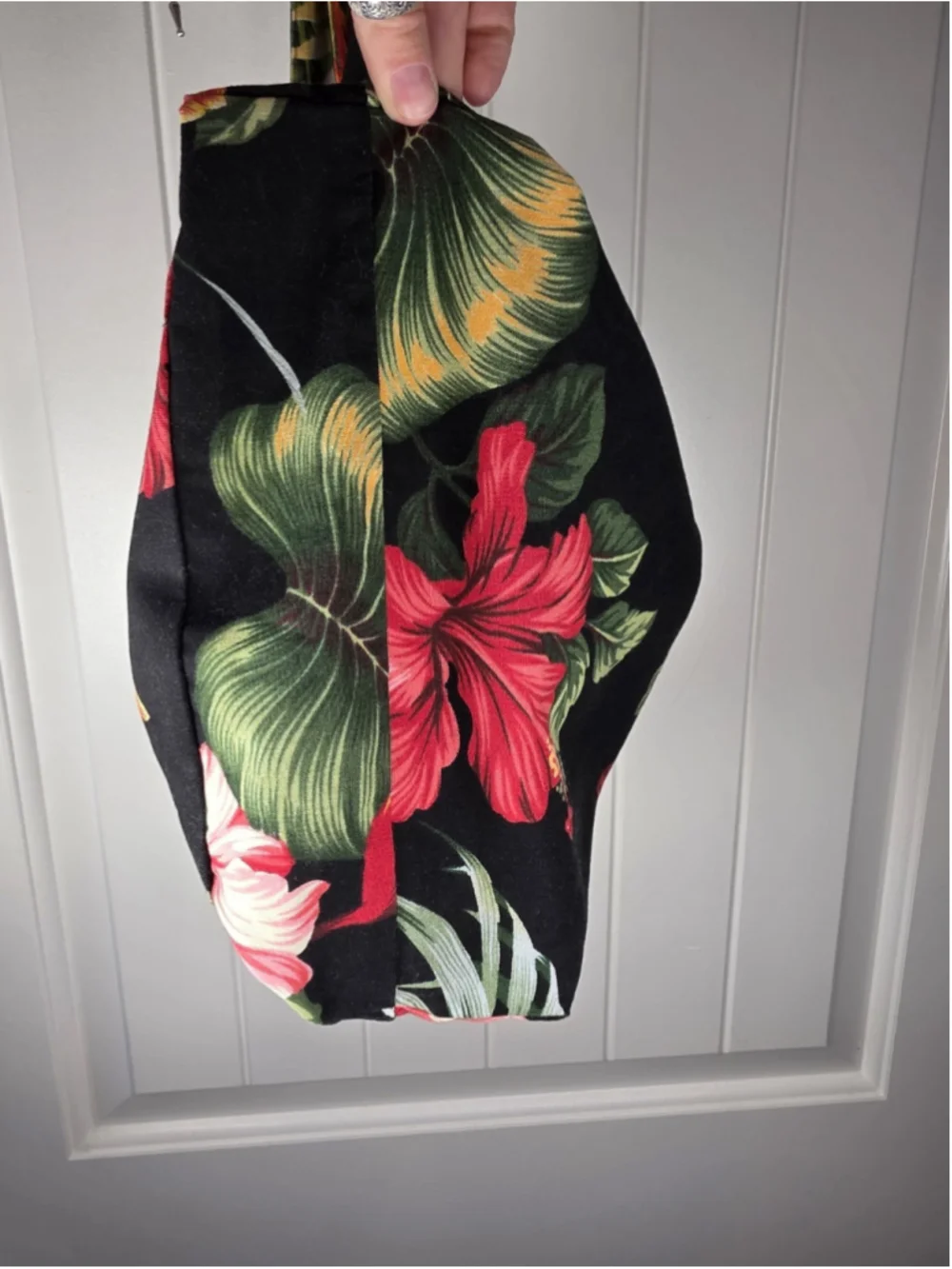 Pinkham Made In Hawaii Reversible Canvas Tote Bag Tropical Hibiscus Floral Black
